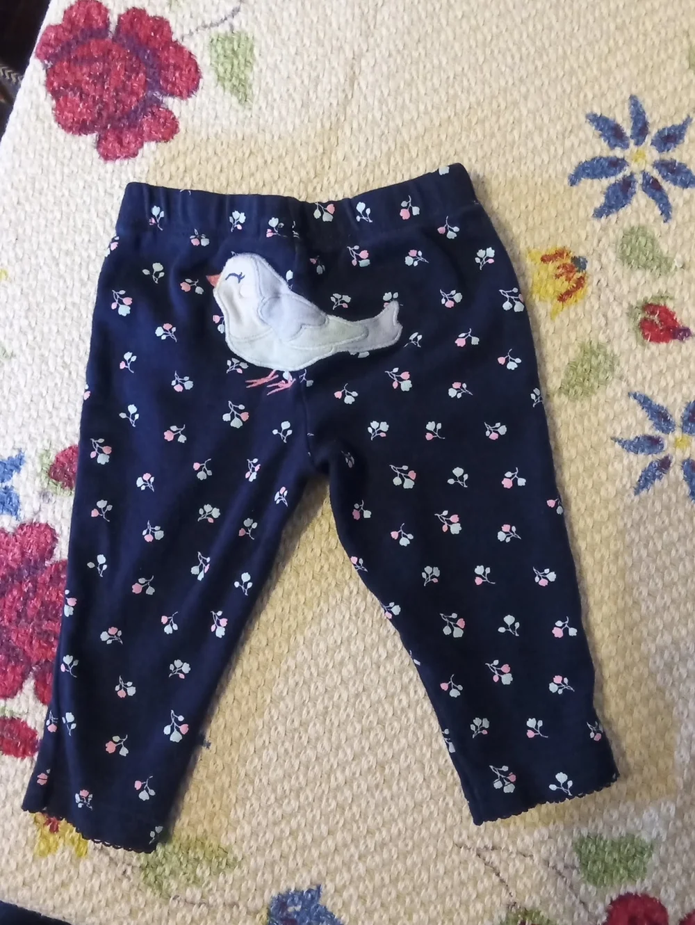 Carter's Navy Leggings with Pink & White Floral Print